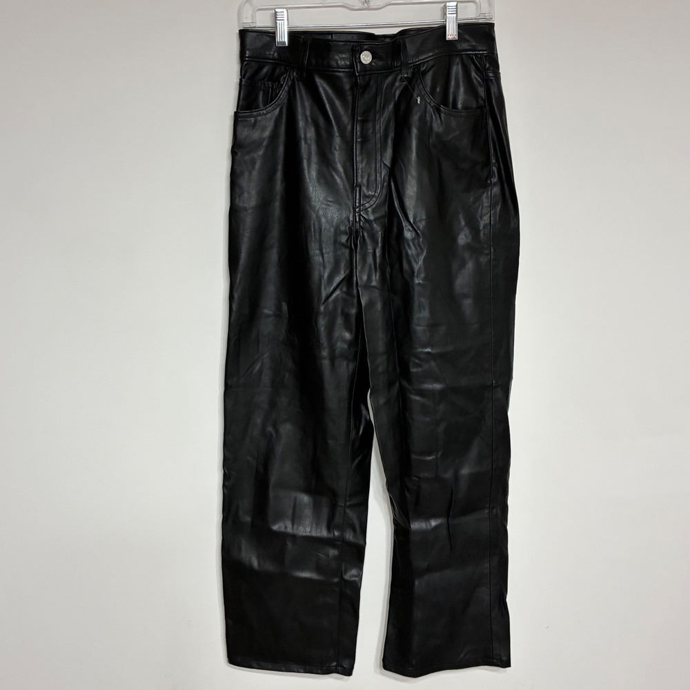 Levis Premium Ribcage Straight Faux Leather Pants Black Size 29 High Rise
